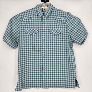 GameGuard Pearl Snap Shirt Mens Large Western Cowboy Rodeo Gingham Short Sleeve